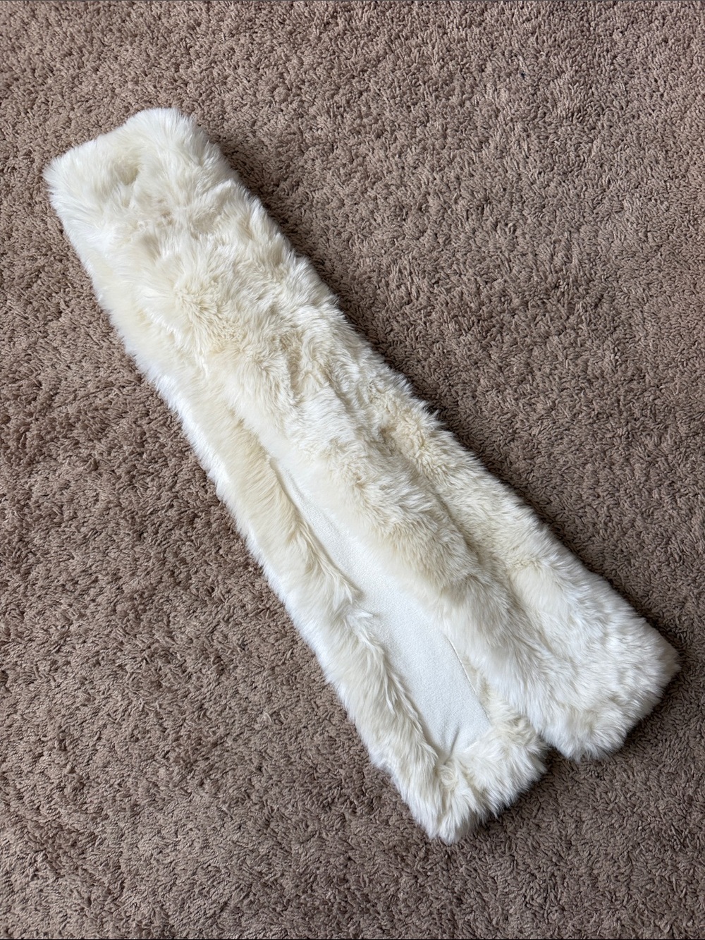 Restoration Hardware Cream Faux Fur Scarf Wrap